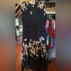 Elegant Black and White Floral Dress